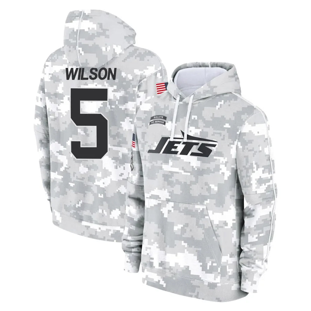 Jdoa NY.Jets #5 Garrett Wilson Player Arctic Camo Salute to Service Pullover Hoodies Limited Game Stitched Jerseys