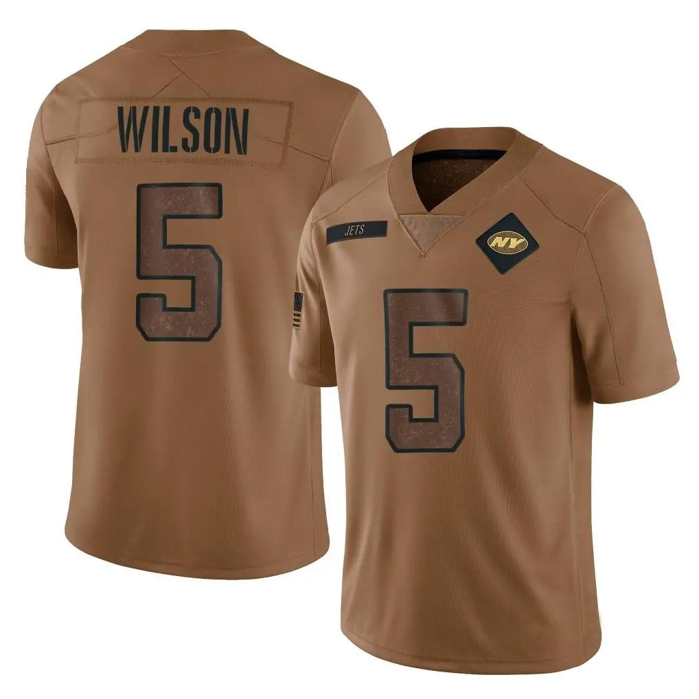 Jdoa NY.Jets #5 Garrett Wilson Player Brown Salute To Service Limited Stitched Jerseys
