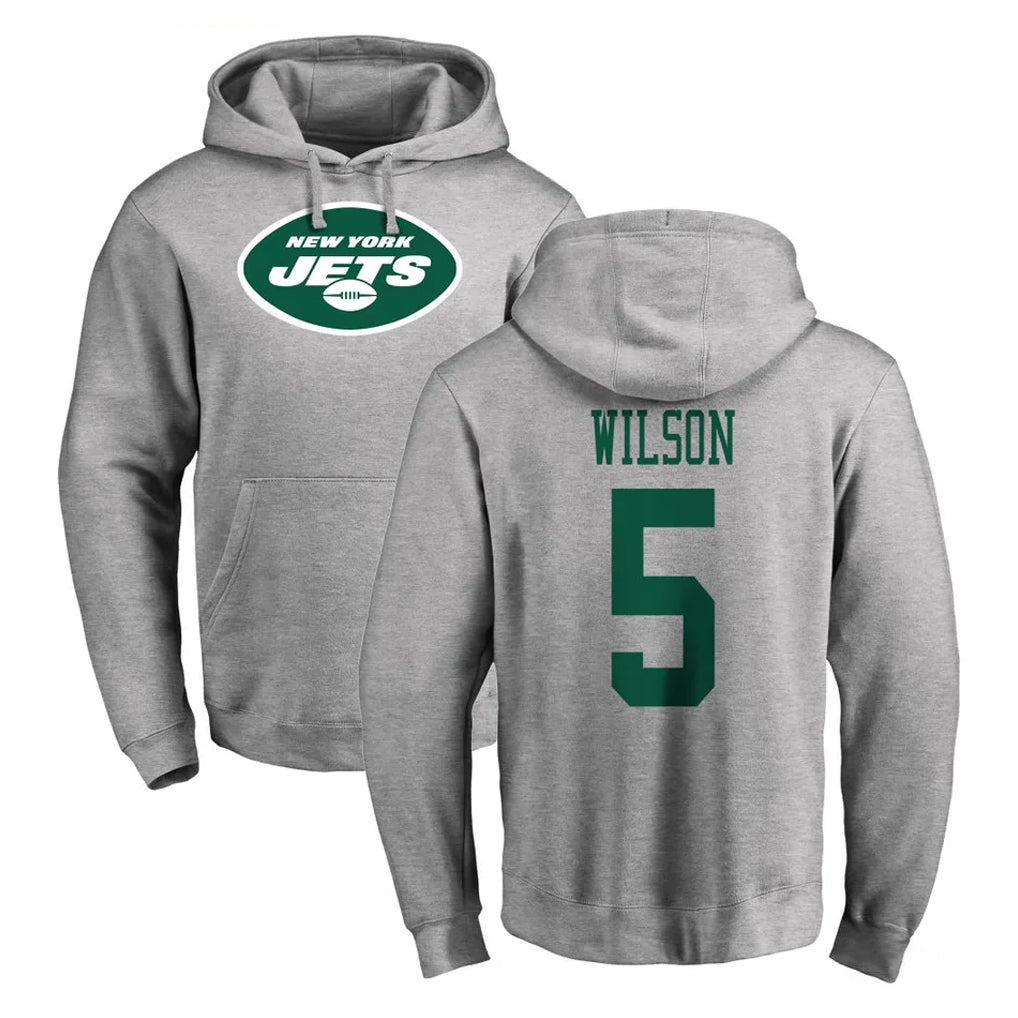 Jdoa NY.Jets #5 Garrett Wilson Player Gray LOGO Pullover Hoodies Limited Game Stitched Jerseys