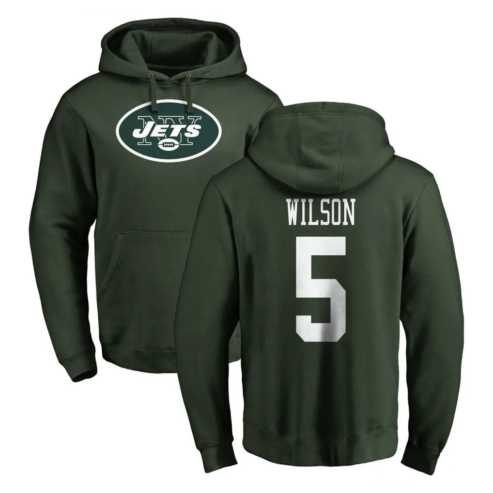 Jdoa NY.Jets #5 Garrett Wilson Player Green LOGO Pullover Hoodies Limited Game Stitched Jerseys