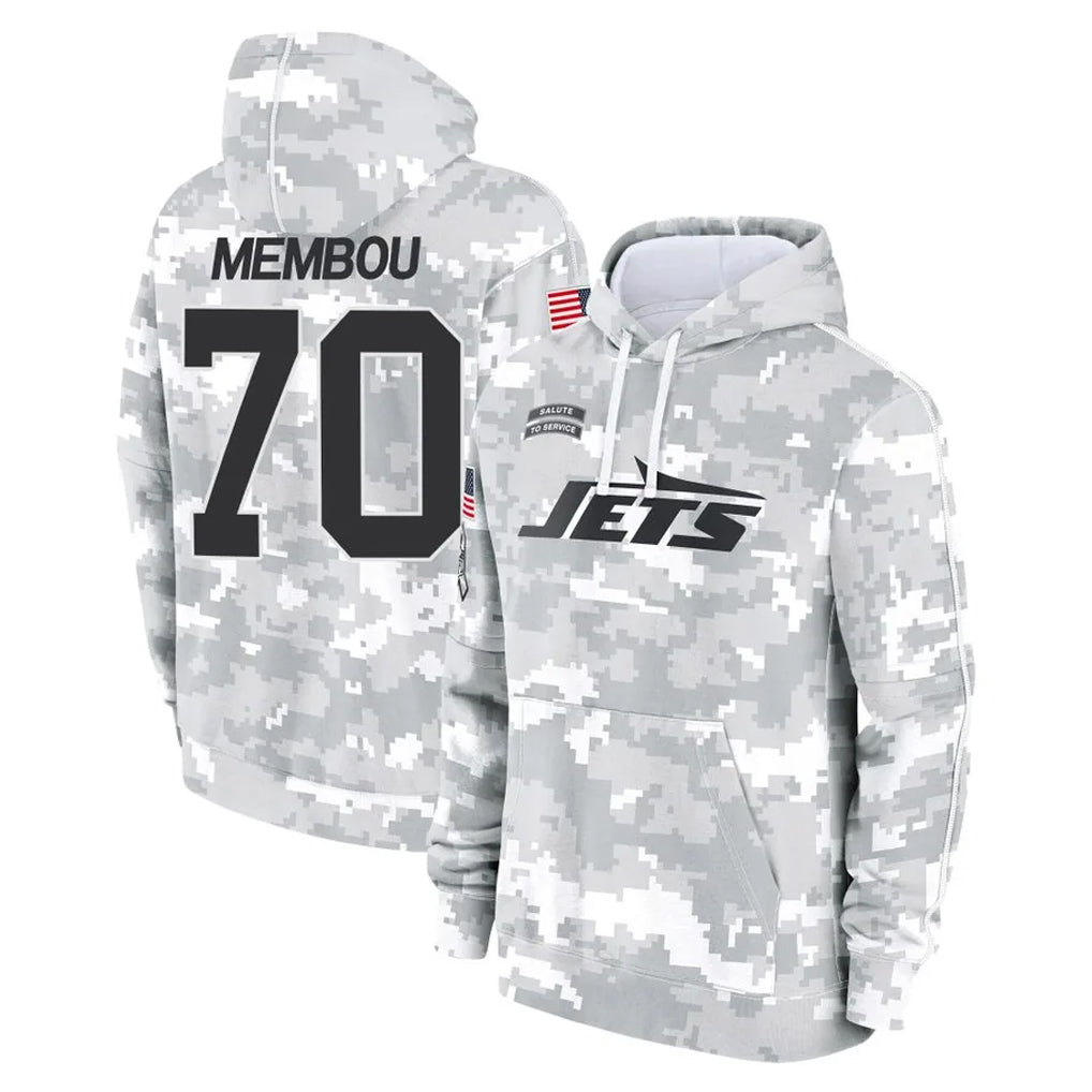 Jdoa NY.Jets #70 Armand Membou Player Arctic Camo Salute to Service Pullover Hoodies Limited Game Stitched Jerseys