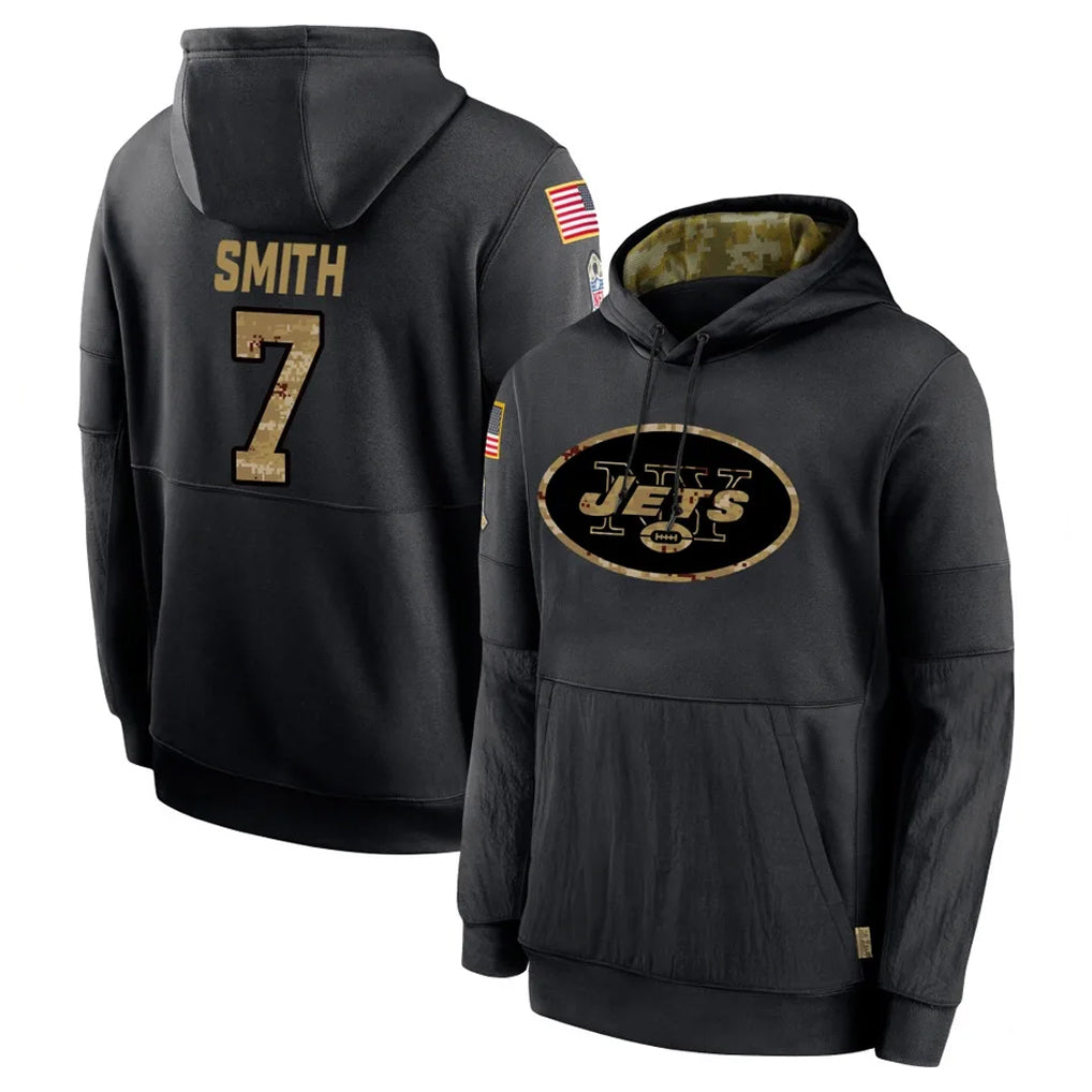 Jdoa NY.Jets #7 Geno Smith Player Black Salute to Service Hoodies Limited Game Stitched Jerseys