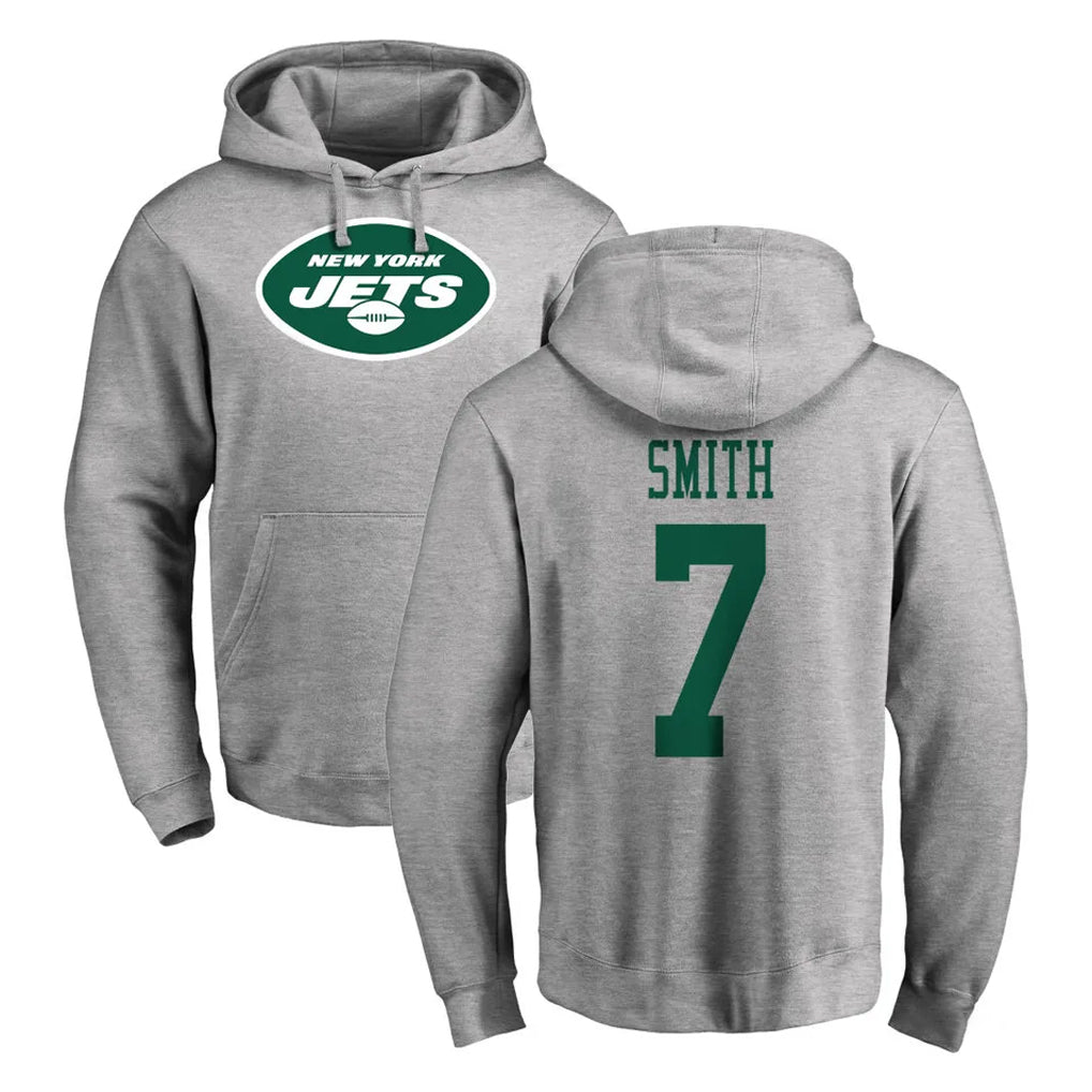 Jdoa NY.Jets #7 Geno Smith Player Gray LOGO Pullover Hoodies Limited Game Stitched Jerseys