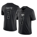 Jdoa NY.Jets #7 Geno Smith Player Stealth Black Limited Reflective Home Game Stitched Jerseys