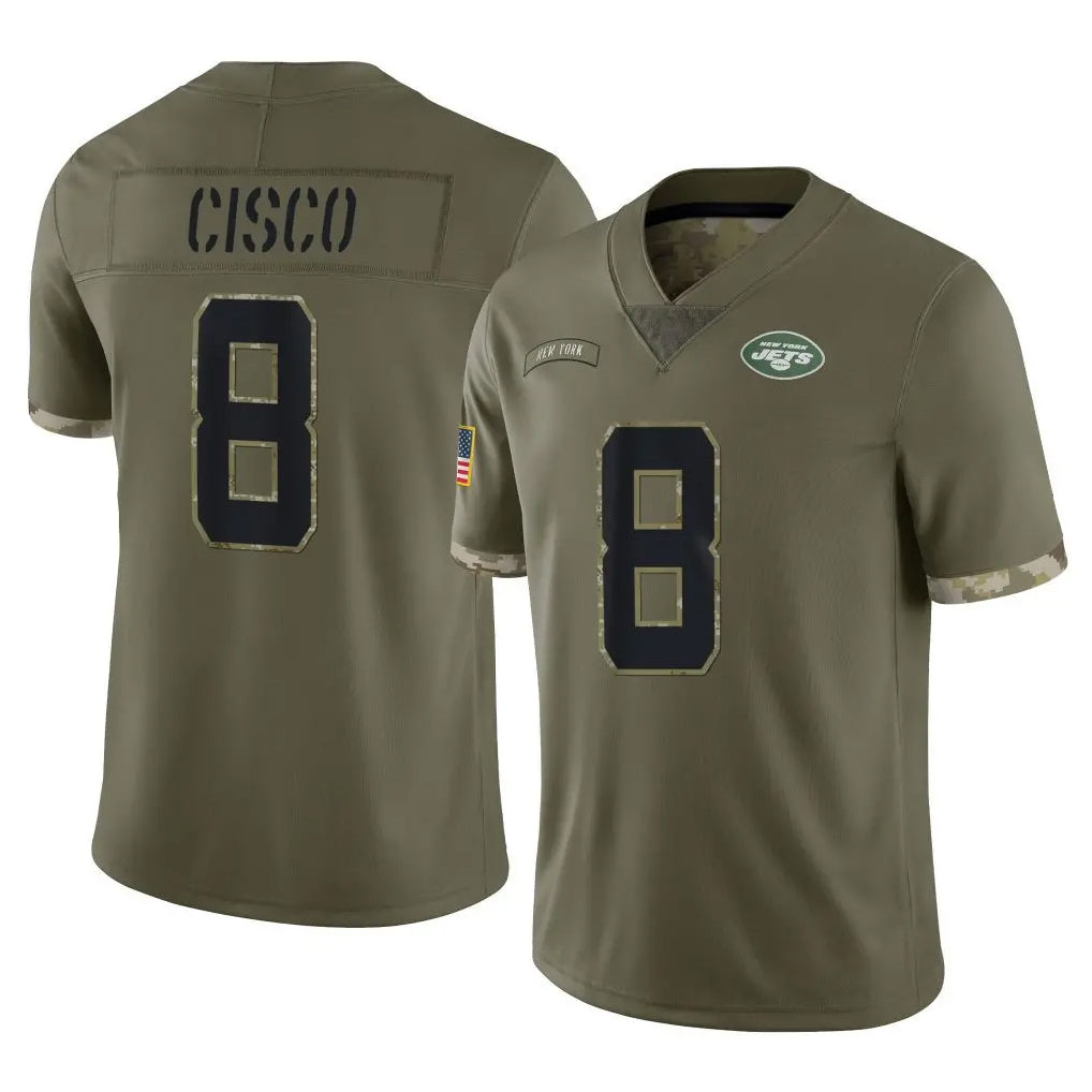 Jdoa NY.Jets #8 Andre Cisco Player Olive Salute To Service Limited Stitched Jerseys