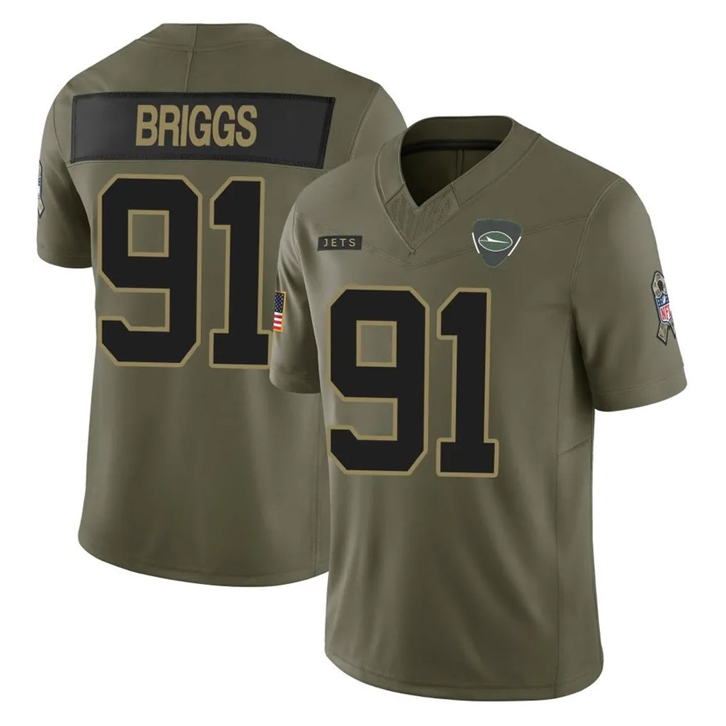 Jdoa NY.Jets #91 Jowon Briggs Player Olive 2025 Salute To Service Limited Stitched Jerseys