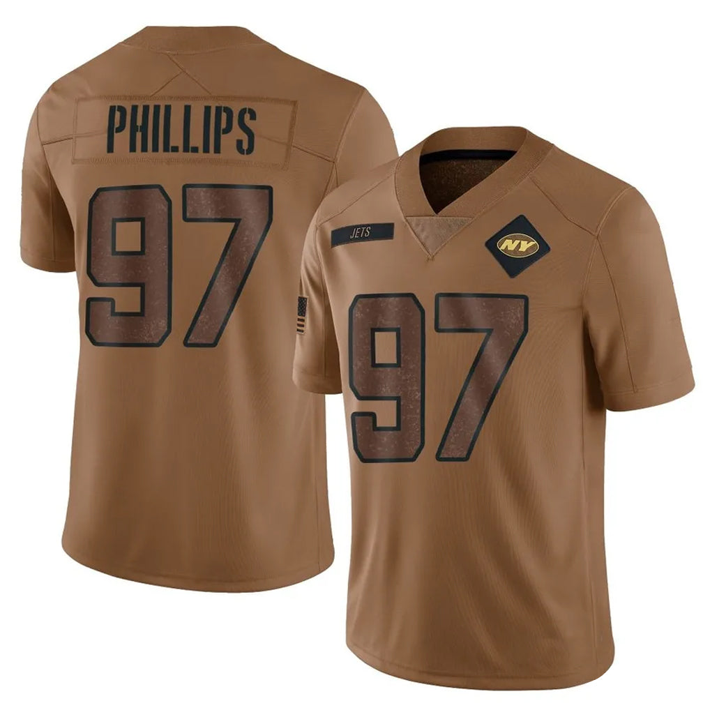 Jdoa NY.Jets #97 Harrison Phillips Player Brown Salute To Service Limited Stitched Jerseys