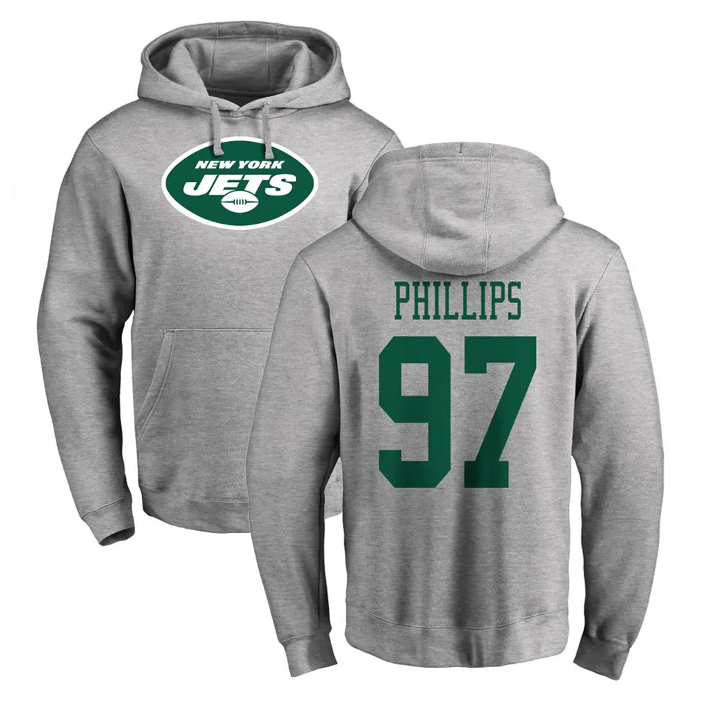 Jdoa NY.Jets #97 Harrison Phillips Player Gray LOGO Pullover Hoodies Limited Game Stitched Jerseys