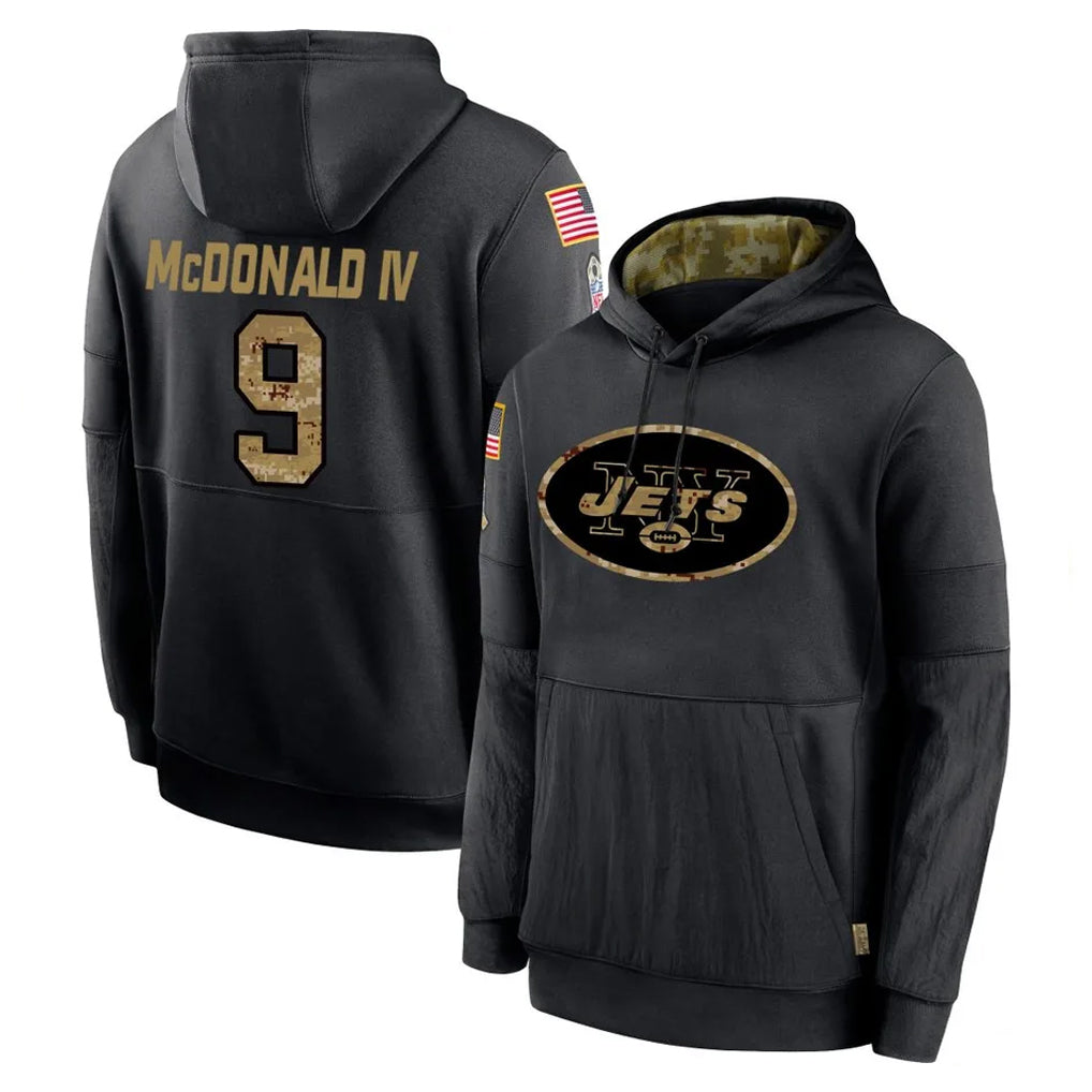 Jdoa NY.Jets #9 Will McDonald IV Player Black Salute to Service Hoodies Limited Game Stitched Jerseys