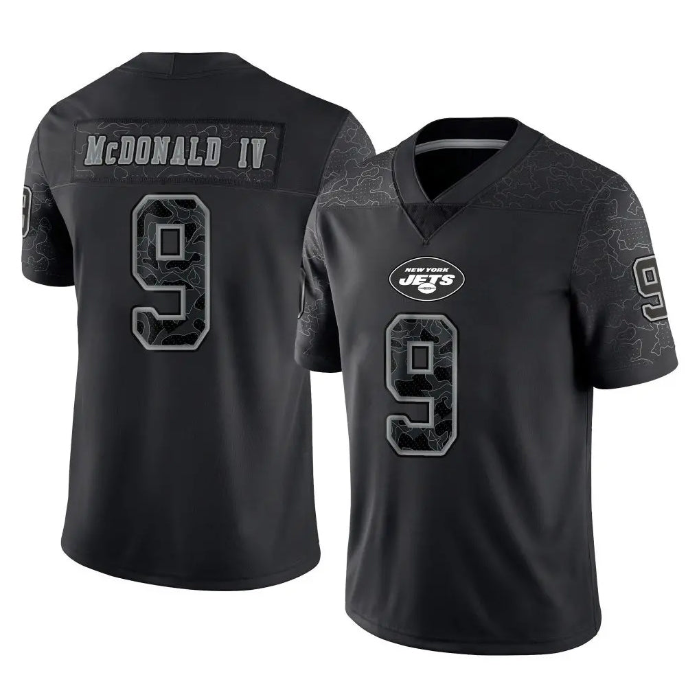 Jdoa NY.Jets #9 Will McDonald IV Player Stealth Black Limited Reflective Home Game Stitched Jerseys