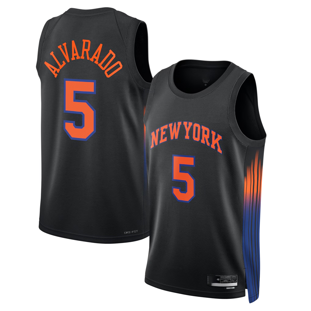 Jdoa NY.Knicks #5 Jos¨¦ Alvarado Black Swingman Jerseys - Statement Edition