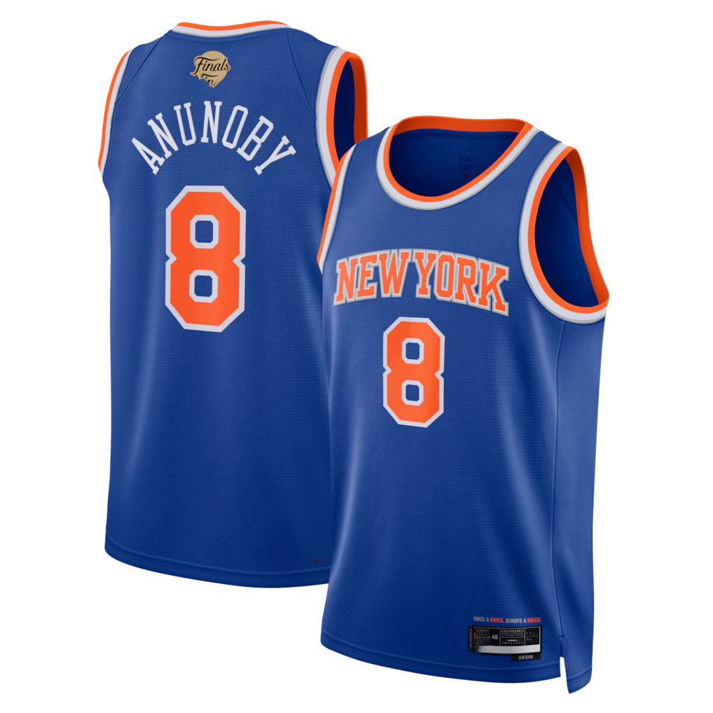 Jdoa NY.Knicks #8 OG Anunoby Blue 2026  Finals Patch Swingman Jerseys - Icon Edition