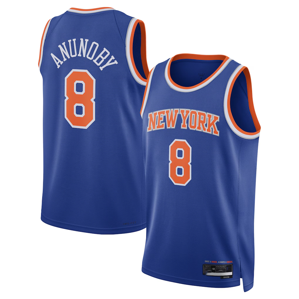 Jdoa NY.Knicks #8 OG Anunoby Blue Swingman Jerseys - Icon Edition