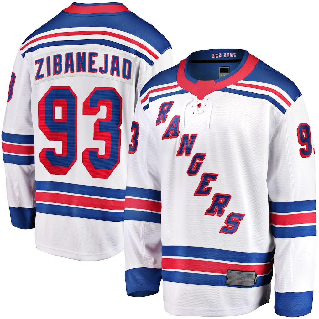 Jdoa NY.Rangers #93 Mika Zibanejad White Away Premier Breakaway Player Jerseys