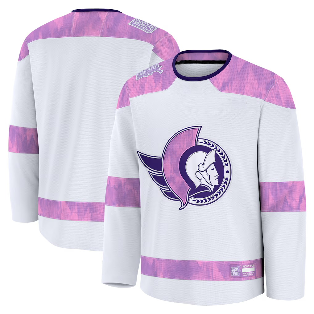 Jdoa O.Senators White 2024 Hockey Fights Cancer Practice Jerseys