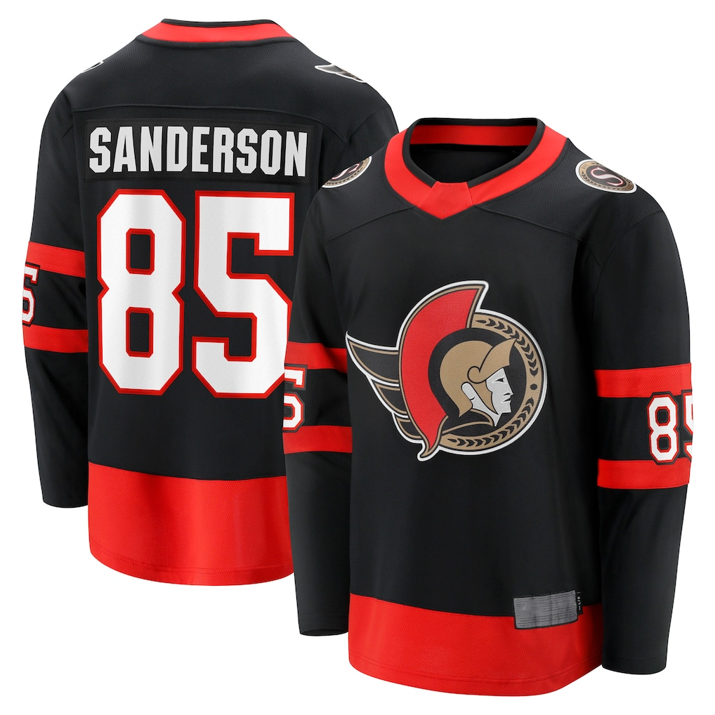 Jdoa O.Senators #85 Jake Sanderson Black Home Breakaway Jerseys