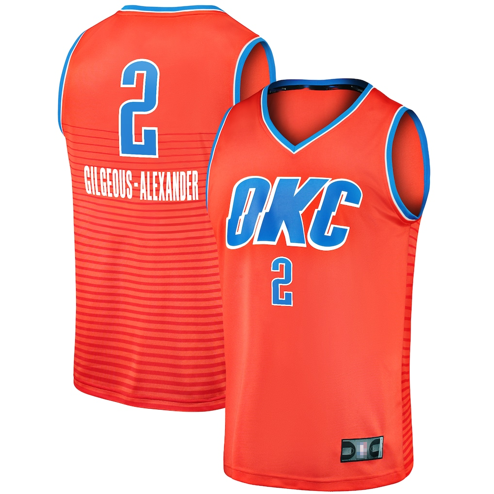 Jdoa OC.Thunder #2 Shai Gilgeous-Alexander Orange Fast Break Player Stitched Jerseys - Statement Edition