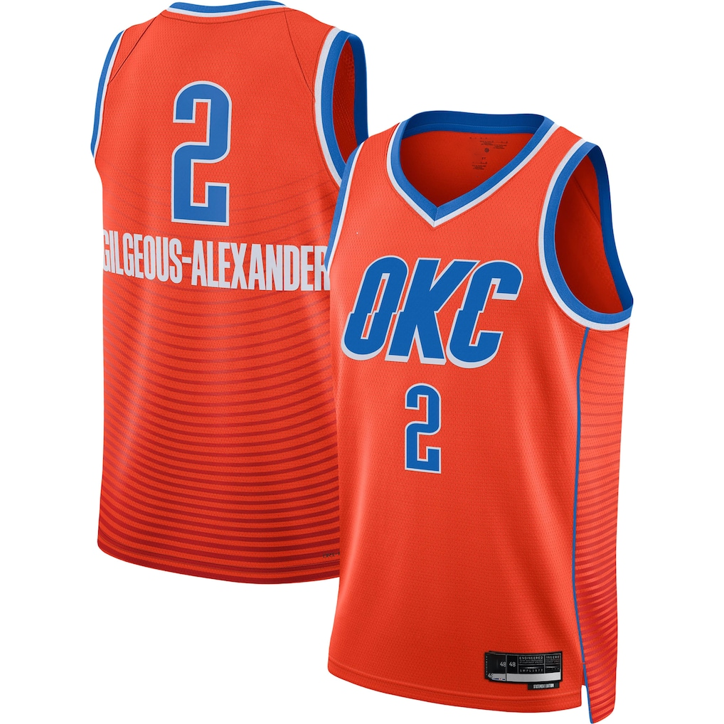 Jdoa OC.Thunder #2 Shai Gilgeous-Alexander Orange Swingman Stitched Jerseys - Statement Edition