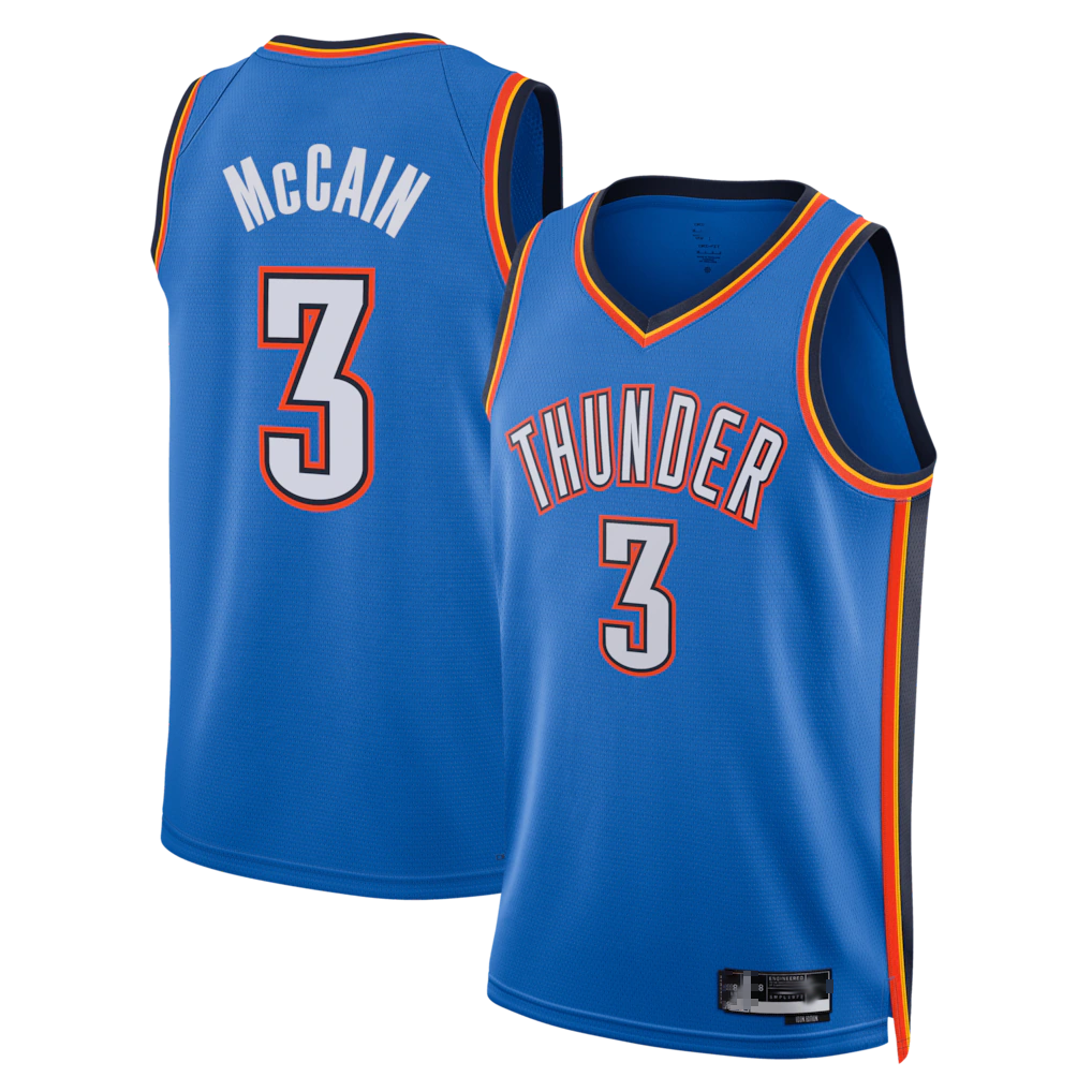 Jdoa OC.Thunder #3 Jared McCain Blue Swingman Stitched Jerseys- Icon Edition