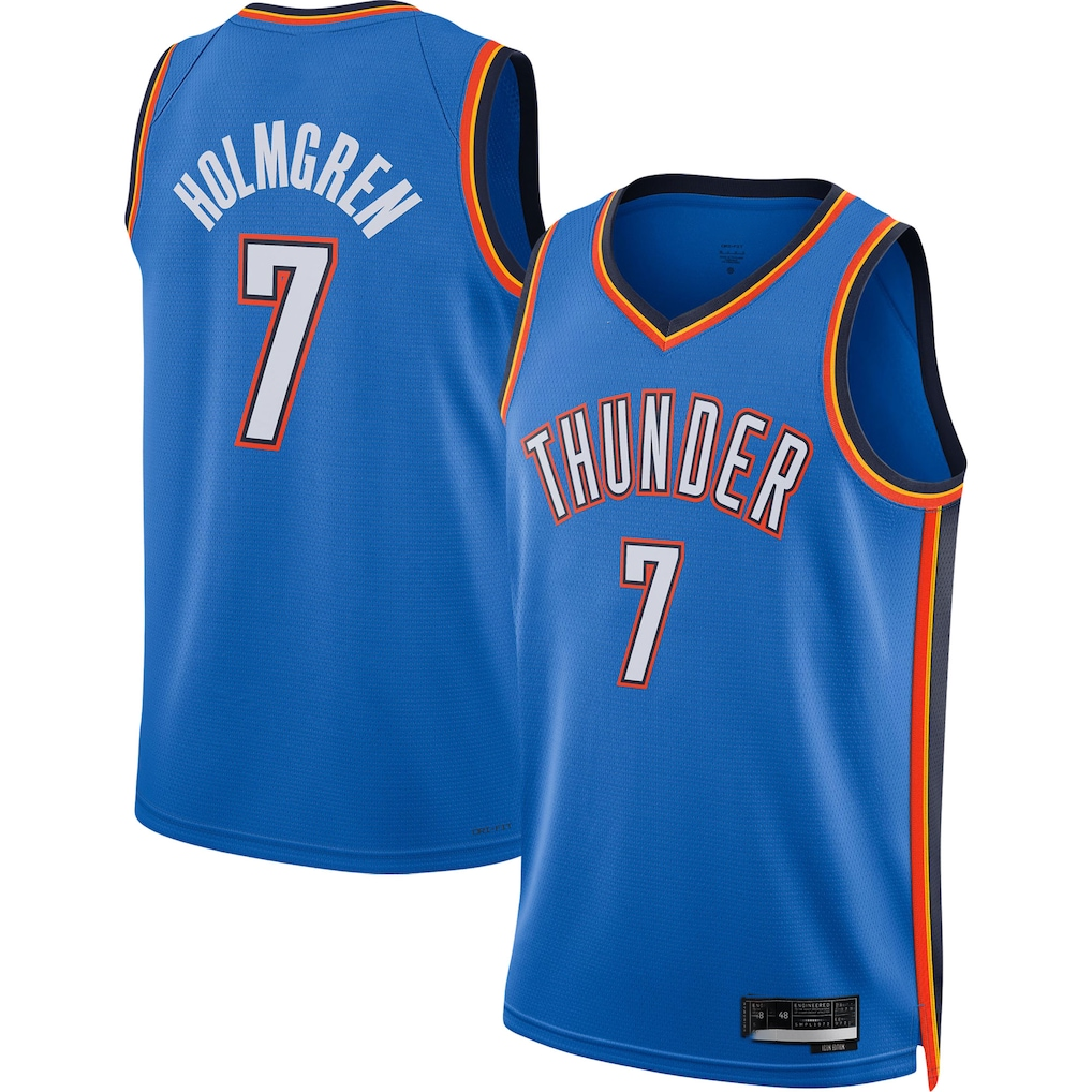Jdoa OC.Thunder #7 Chet Holmgren Blue 2022 Draft First Round Pick Player Swingman Stitched Jerseys - Icon Edition