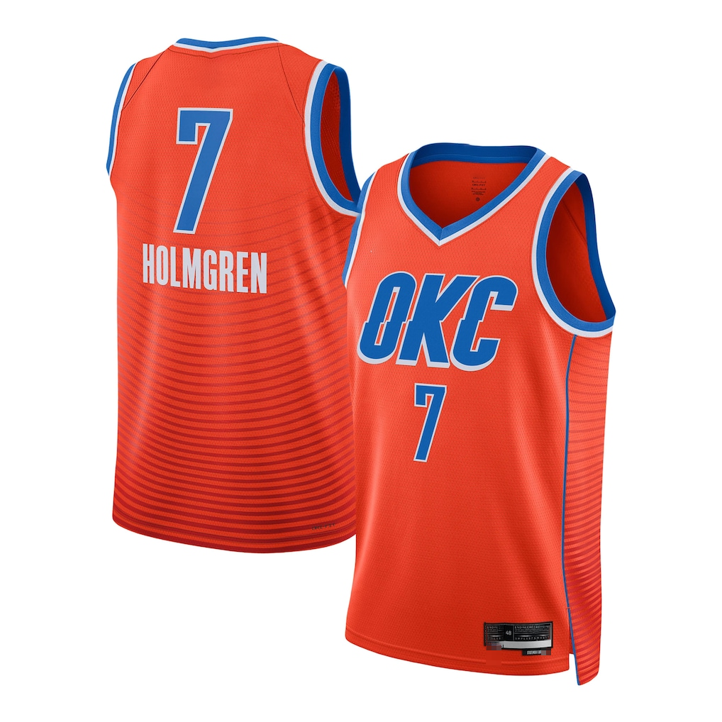 Jdoa OC.Thunder #7 Chet Holmgren Orange Swingman Stitched Jerseys - Statement Edition