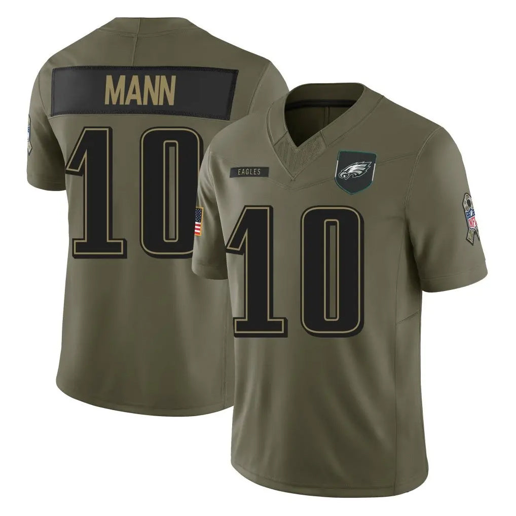 Jdoa P.Eagles #10 Braden Mann Player Olive 2025 Salute To Service Limited Stitched Jerseys