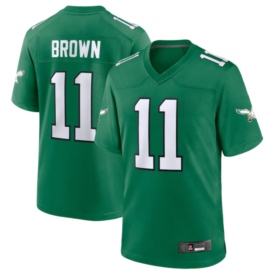 Jdoa P.Eagles #11 A.J. Brown Green Alternate Game Player Stitched American Stitched Jerseys