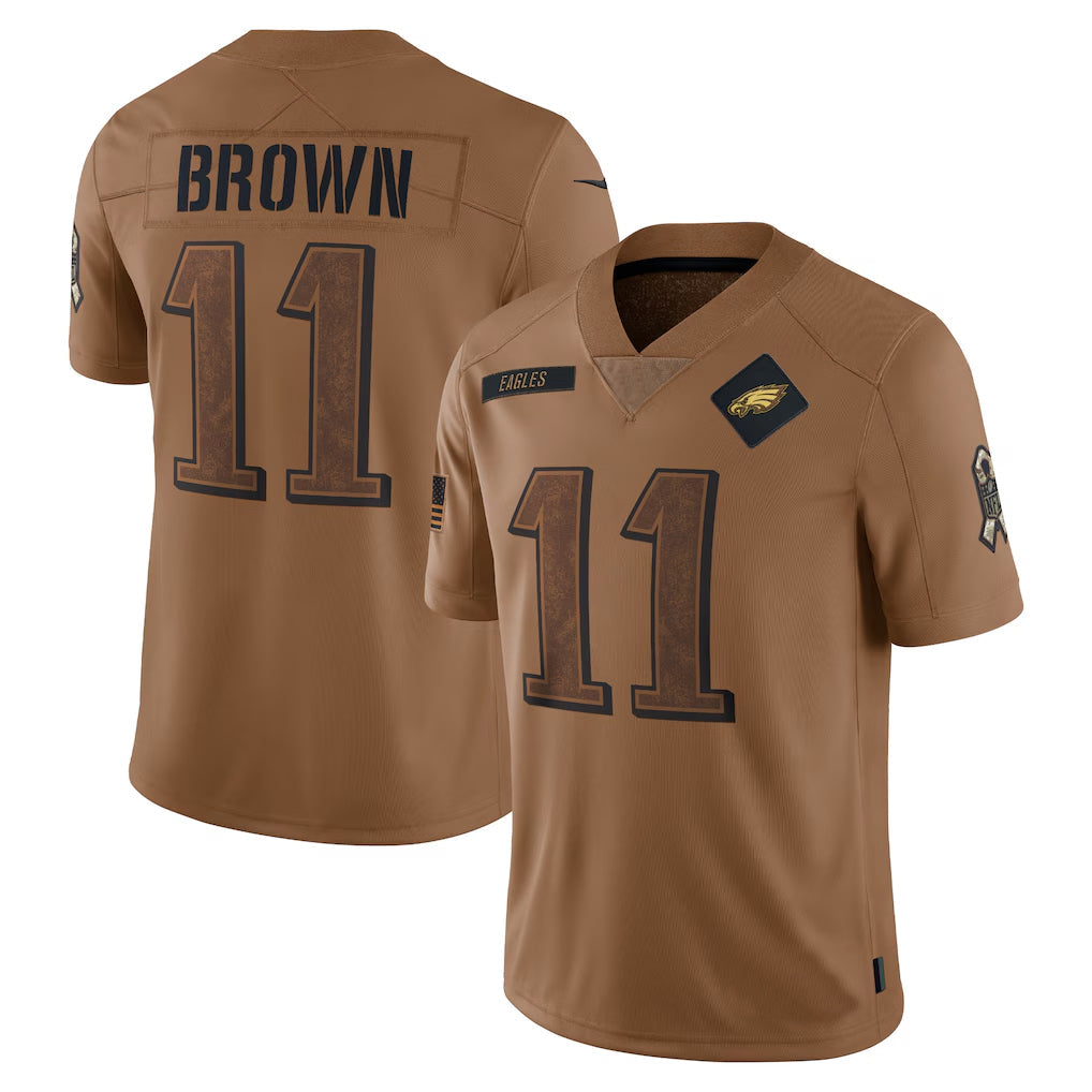 Jdoa P.Eagles #11 A.J. Brown Player Brown Salute To Service Limited Stitched Jerseys