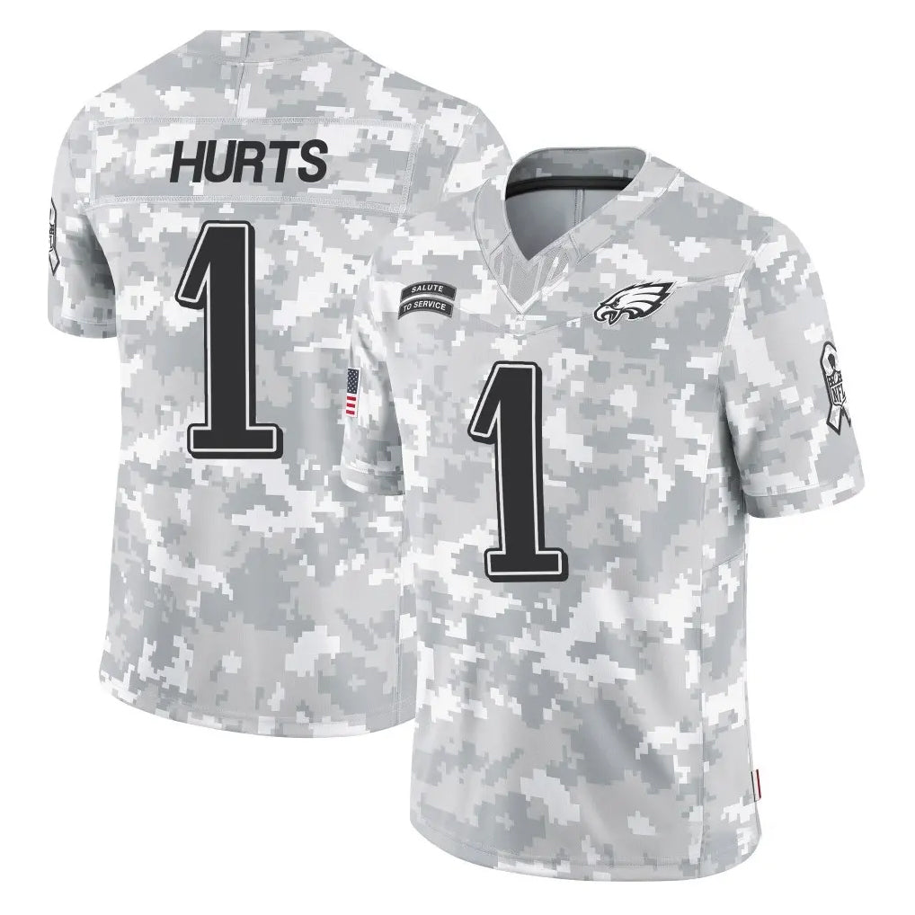 Jdoa P.Eagles #1 Jalen Hurts Player Arctic Camo Salute to Service Limited Game Stitched Jerseys