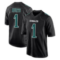 Jdoa P.Eagles #1 Jalen Hurts Player Carbon Black Fashion Home Game Stitched Jerseys