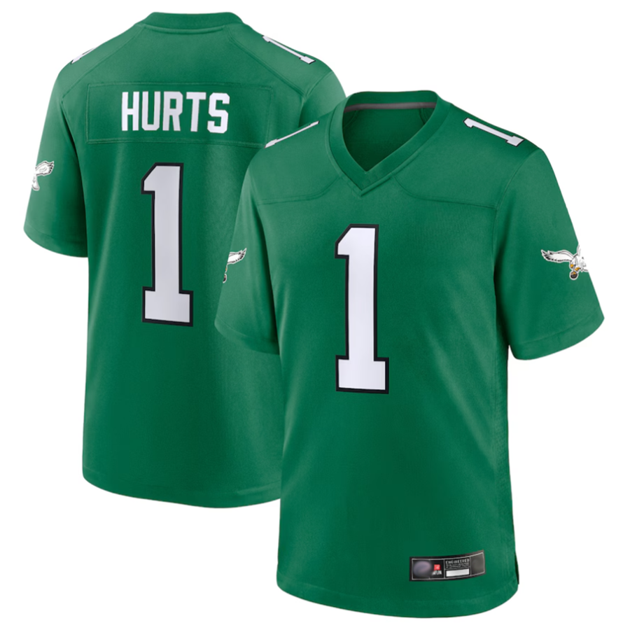 Jdoa P.Eagles #1 Jalen Hurts Player Kelly Green Game Stitched Jerseys
