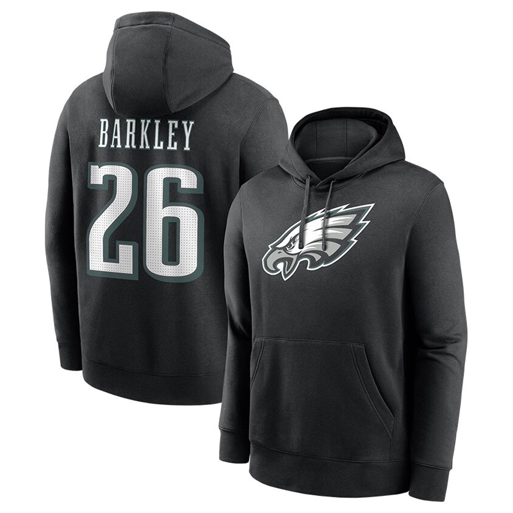 Jdoa P.Eagles #26 Saquon Barkley Player Black Pullover Hoodies Home Game Stitched Jerseys