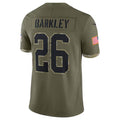 Jdoa P.Eagles #26 Saquon Barkley Player Salute To Service Olive Stitched Jerseys