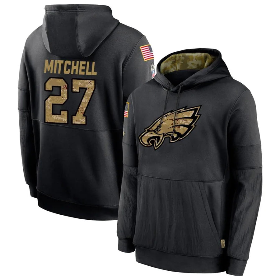 Jdoa P.Eagles #27 Quinyon Mitchell Player Black Military Hoodie Game Stitched Jerseys