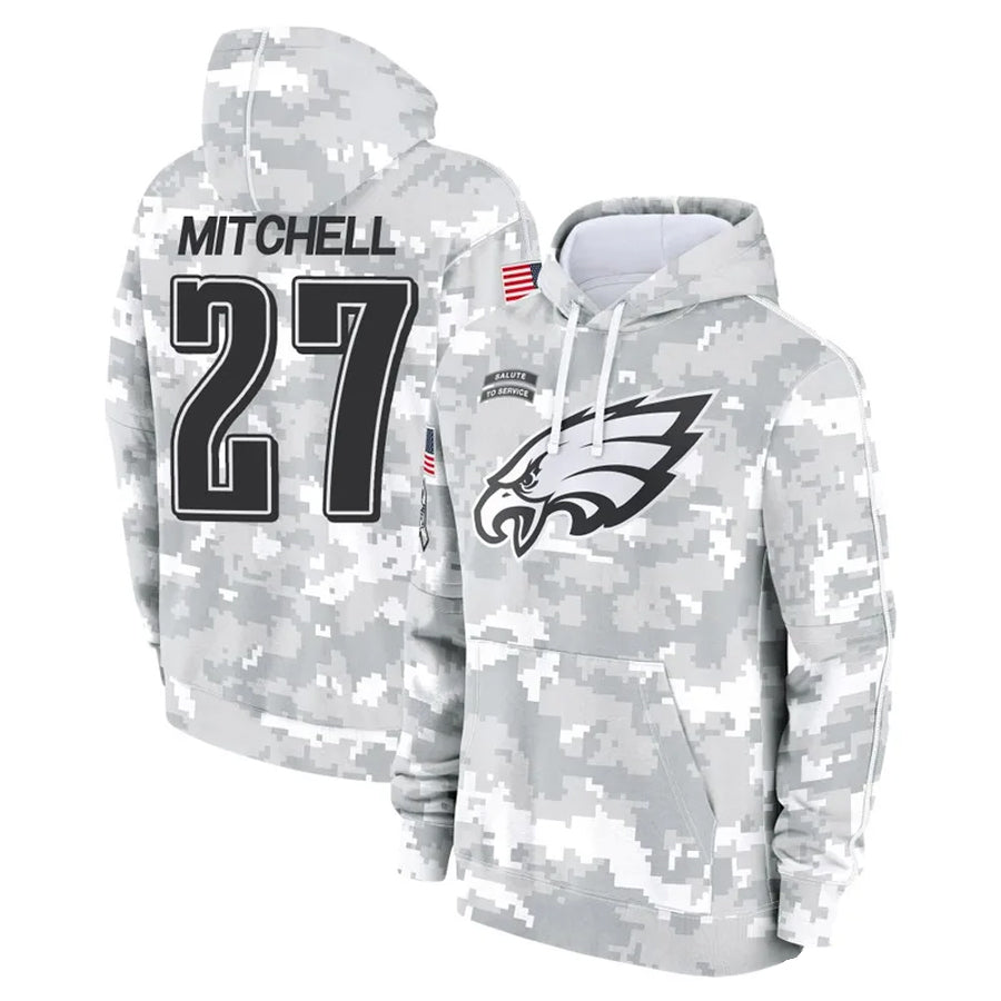 Jdoa P.Eagles #27 Quinyon Mitchell Player Military Hoodie Arctic Camo Salute To Service Stitched Jerseys