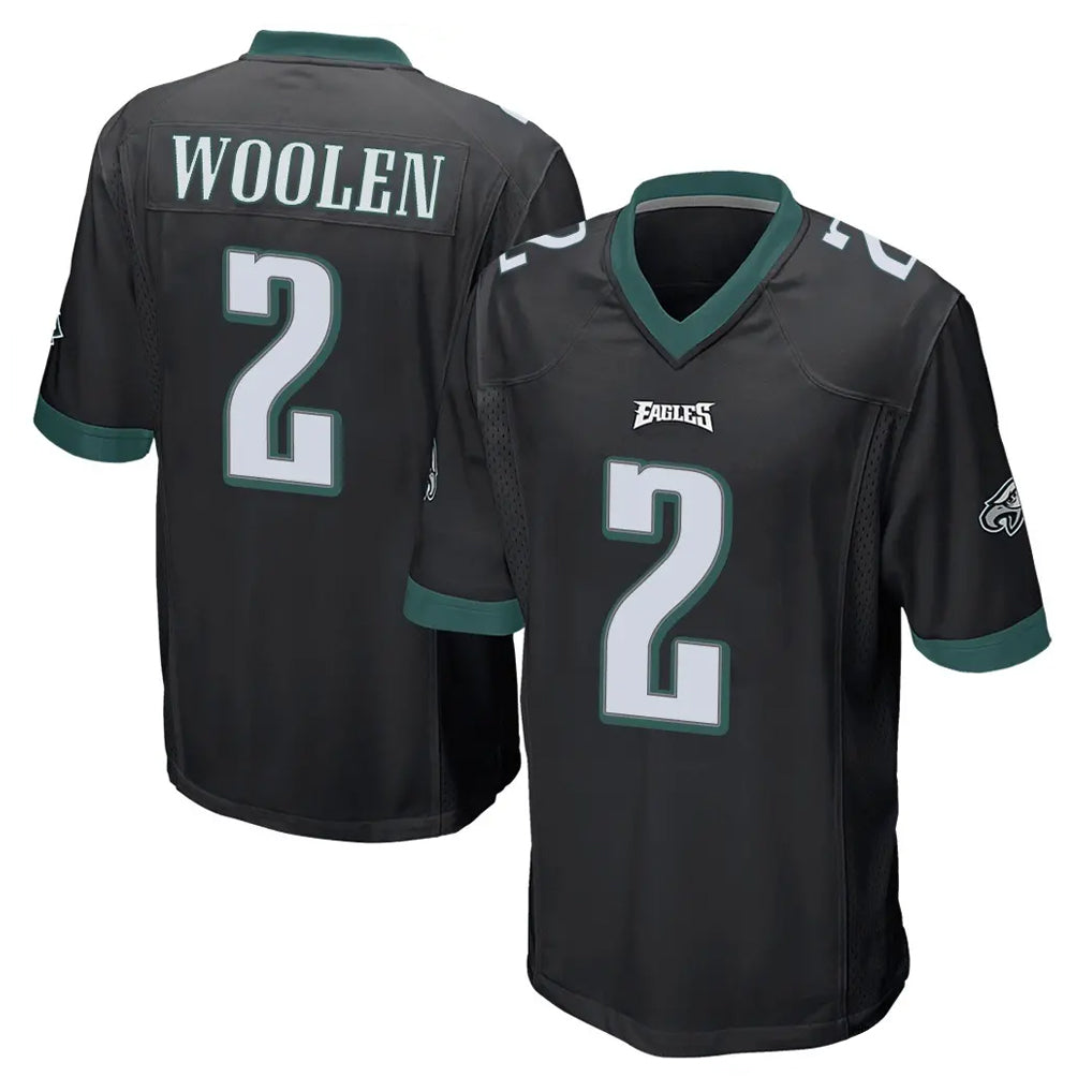 Jdoa P.Eagles #2 Riq Woolen Player Black Home Game Stitched Jerseys
