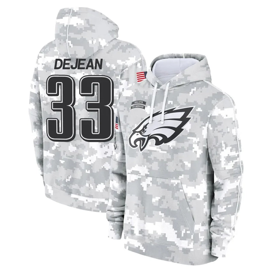 Jdoa P.Eagles #33 Cooper DeJean Player Military Hoodie Arctic Camo Salute To Service Stitched Jerseys