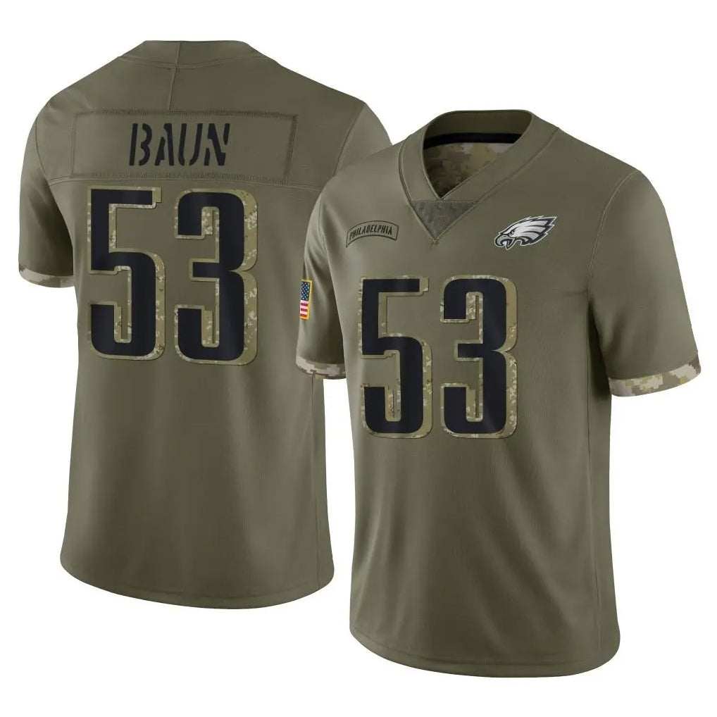 Jdoa P.Eagles #53 Zack Baun Player Olive Salute To Service Limited Stitched Jerseys