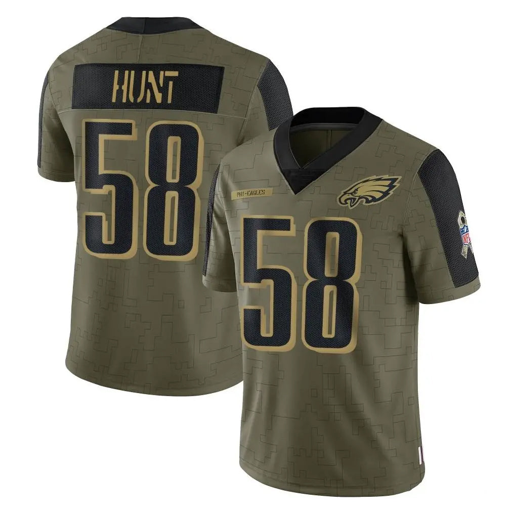 Jdoa P.Eagles #58 Jalyx Hunt Player Olive Salute To Service Limited Game Stitched Jerseys