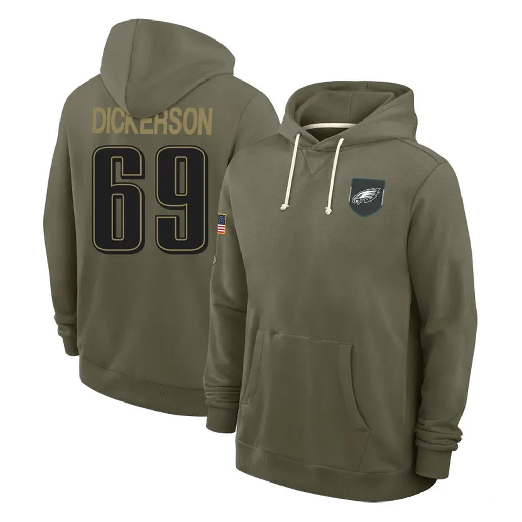 Jdoa P.Eagles #69 Landon Dickerson Player Olive Salute to Service Pullover Hoodies Limited Stitched Jerseys