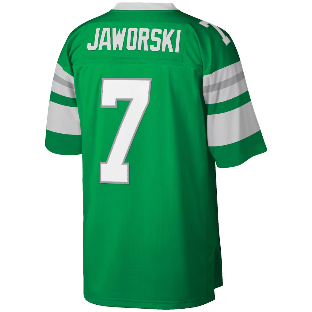 Jdoa P.Eagles #7 Ron Jaworski Mitchell & Ness Kelly Green Legacy Replica Stitched Puhic Jersey