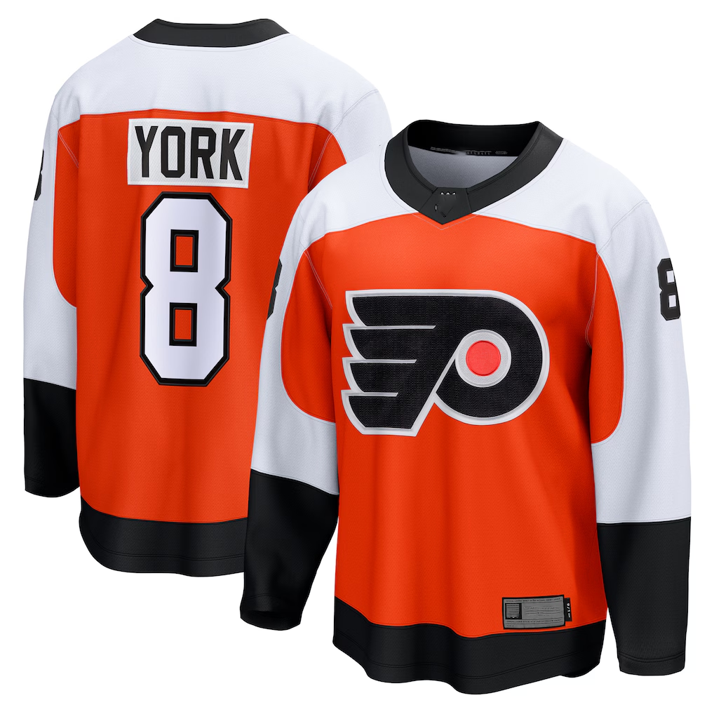 Jdoa P.Flyers #8 Cam York Orange Home Breakaway Jerseys