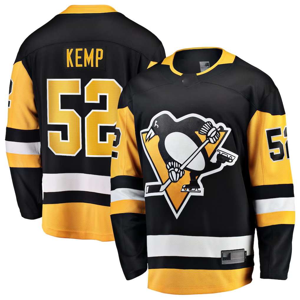 Jdoa P.Penguins #52 Philip Kemp Black Home Breakaway Jerseys
