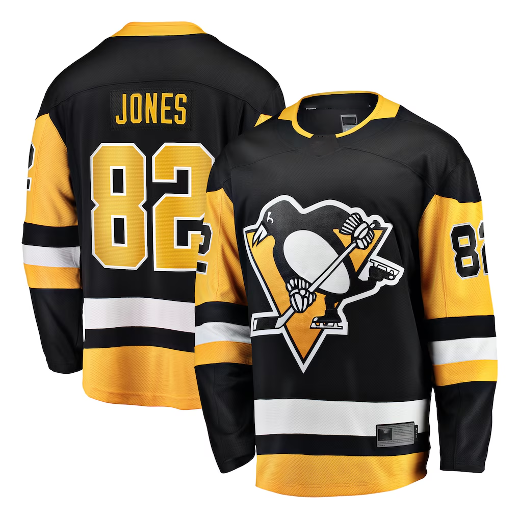 Jdoa P.Penguins #82 Caleb Jones Black Home Breakaway Jerseys