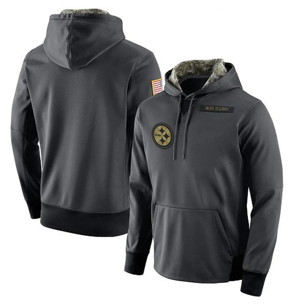 Jdoa P.Steelers Gray Pullover Hoodies Limited Blank Player Stitched Jerseys