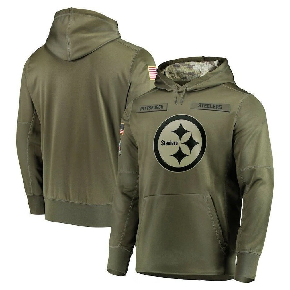 Jdoa P.Steelers Olive Salute to Service Pullover Hoodie Home Game Blank Player Stitched Jerseys