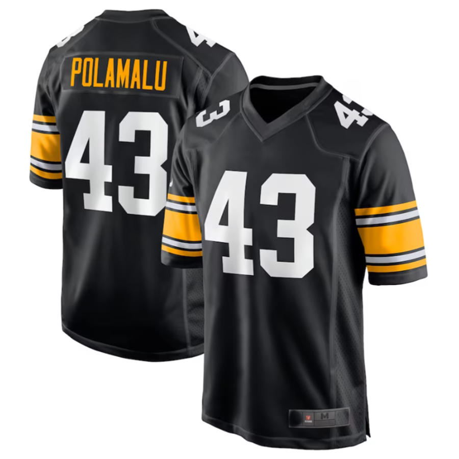 Jdoa P.Steelers #43 Troy Polamalu Black Retired Player Jersey American Stitched Jersey