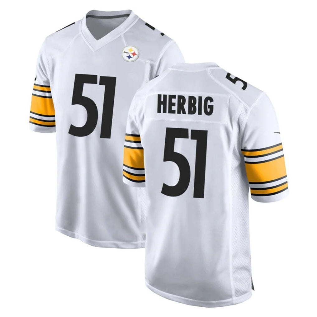 Jdoa P.Steelers #51 Nick Herbig Player White Home Game Stitched Jerseys