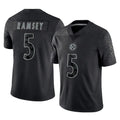 Jdoa P.Steelers #5 Jalen Ramsey Player Black Reflective Limited Home Game Stitched Jerseys