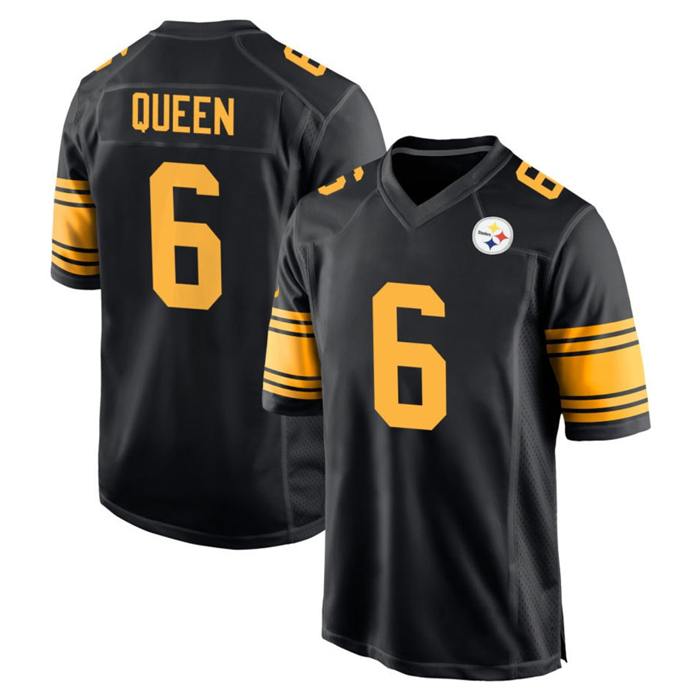 Jdoa P.Steelers #6 Patrick Queen Player Black Color Rush Home Game Stitched Jerseys